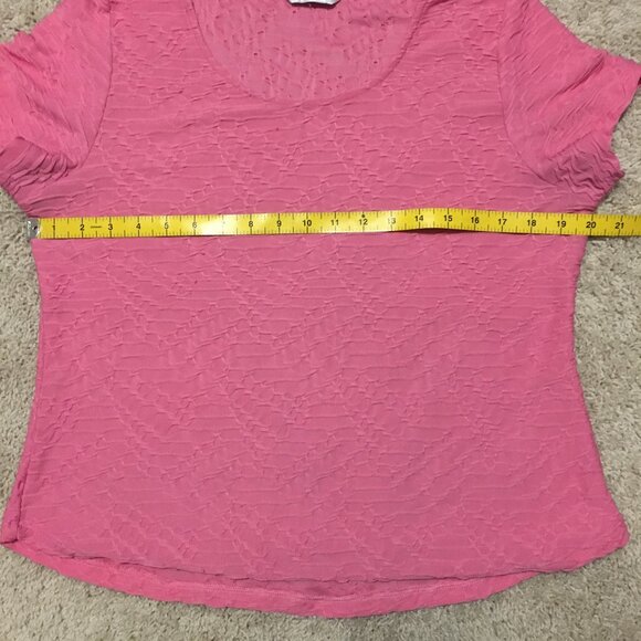 90s Bubblegum Pink Fabric Weave Short Tee - Picture 12 of 16